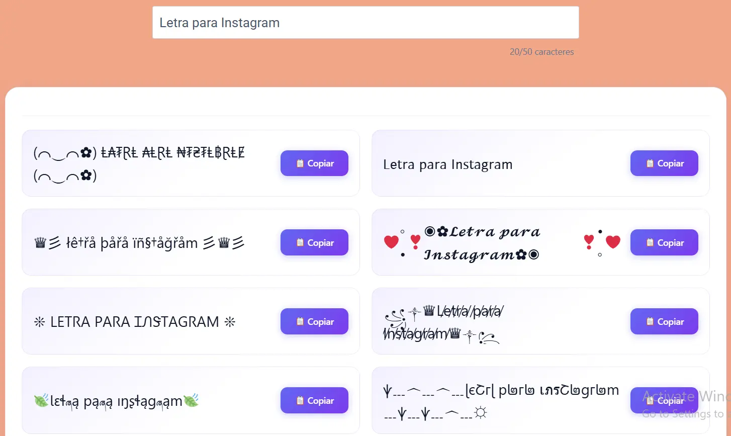 Letras para Instagram