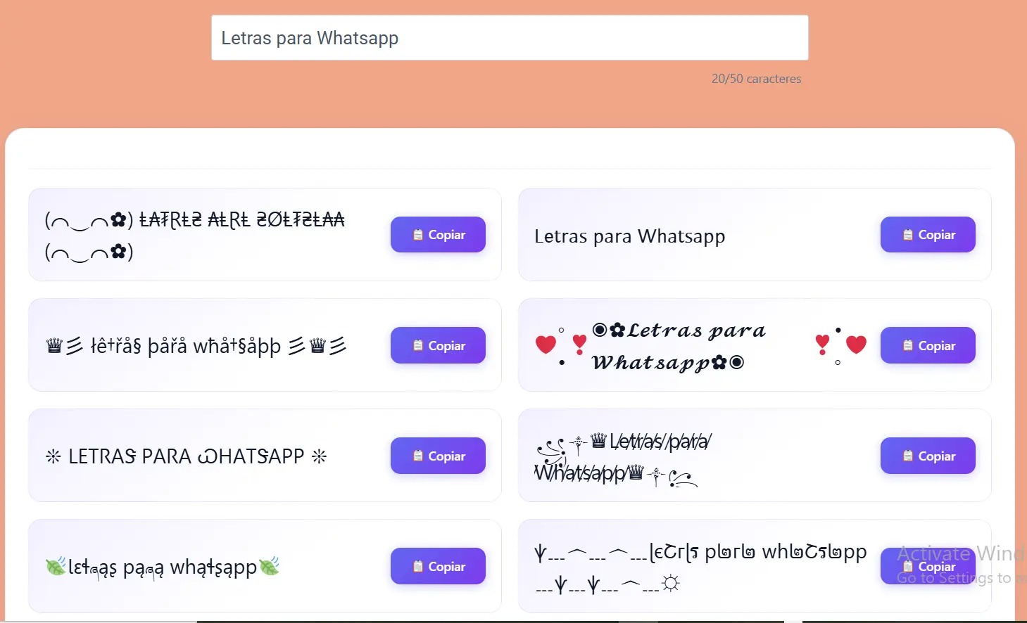 Letras para WhatsApp