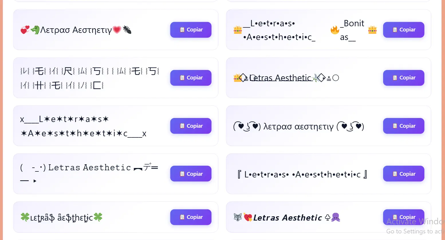 Letras Bonitas Aesthetic