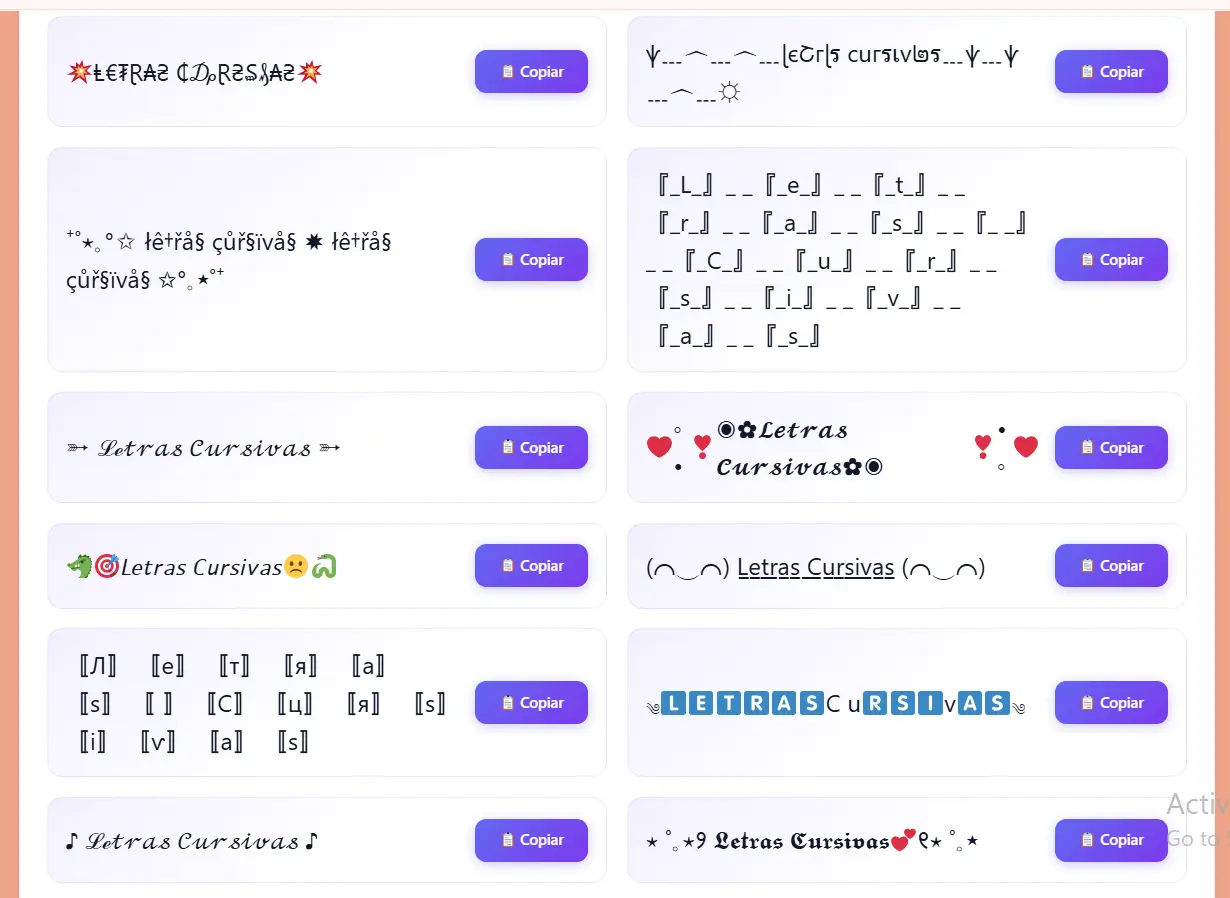Letras Cursivas - Conversor Gratuito de Fuentes con Estilo 1 letras cursivas