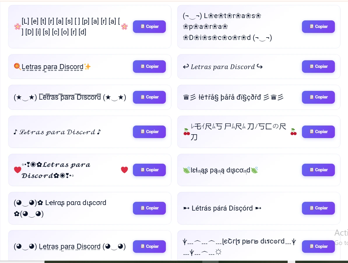 letras para Discord