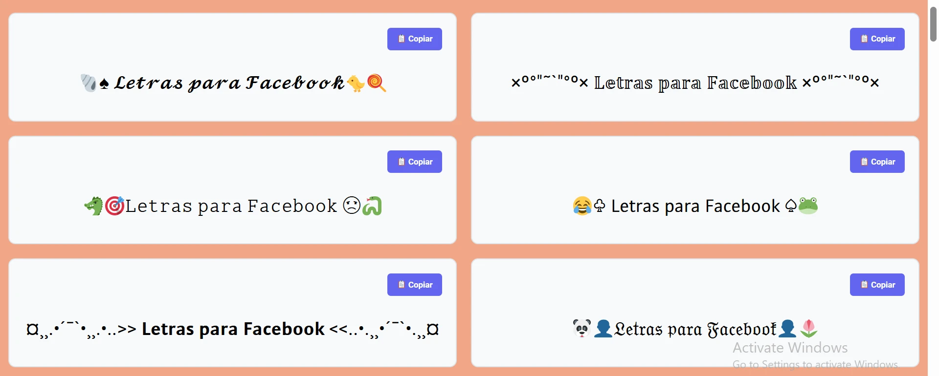 Letras para Facebook: Generador de Letra Diferente 1 Letras para Facebook