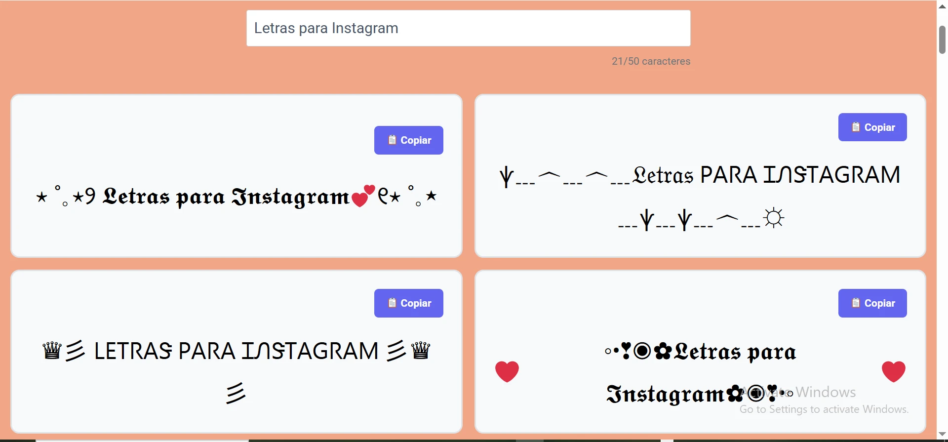 Letras para Instagram