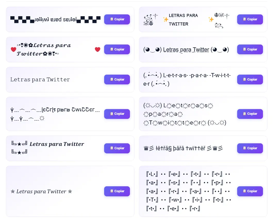 letras para Twitter